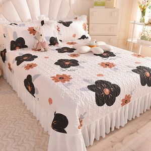 Sheet.Sheet.Princess stijl chiffon kant dubbele sprei koningin zand katoen gewatteerde bedovertrek thuis bedsprei niet inbegrepen kussensloop 231221