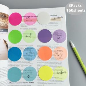 Hojas de 8 colores impermeables, transparentes, circulares, notas adhesivas, cuadernos, diario, papelería para estudiantes, suministros de oficina