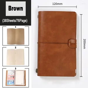 Sheets A6 Vintage PU Leather Cover Notebook Kraft Blanco Paper Diary Notepad Travel Hand Note Boek met kaartopslagorganisator