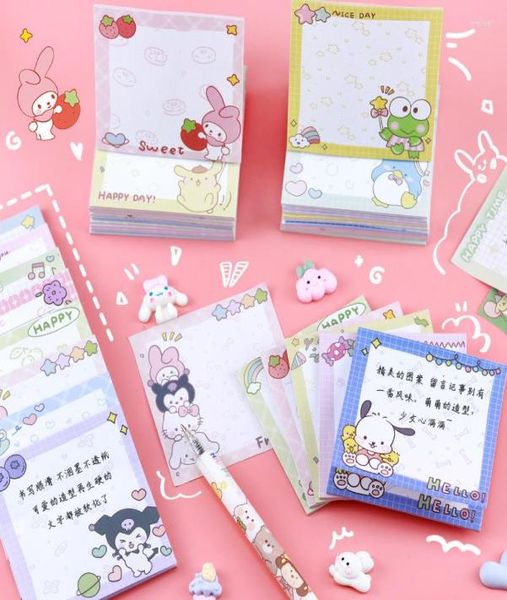 Feuilles mignon dessin animé Anime bloc-Notes Kawaii Notes autocollantes fille journal bricolage décoratif école cahier japonais papeterie 7642091