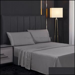 Juegos de sábanas Suministros de ropa de cama Textiles para el hogar Jardín Cama de color sólido de lujo Venta al por mayor Sábana bajera plana Estuche Queen / King Size 22 colores Comfo