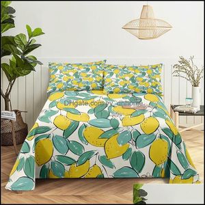 Ensembles de draps Fournitures de literie Textiles de maison Jardin Délicieux draps de fruits Impression numérique Lit en polyester plat avec étui imprimé Livraison directe