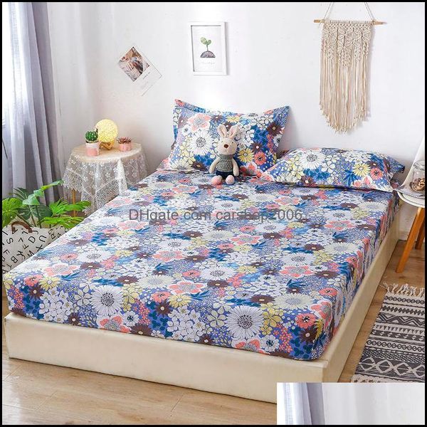 Ensembles de draps Fournitures de literie Textiles de maison Jardin 3 pièces sur élastique Style floral Drap-housse imprimé réactif Sabanas Cama 150 Queen/King