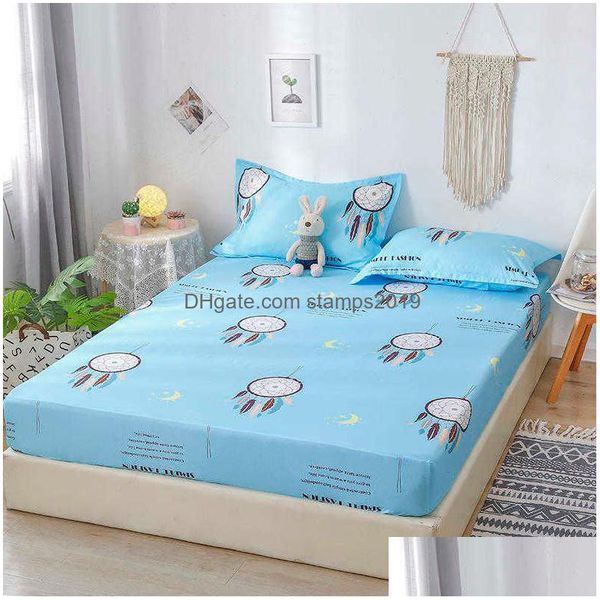 Ensembles de draps Bonenjoy 3 pièces drap de lit Queen Size fleur imprimé roi sur bande de caoutchouc Sabanas de Cama avec taie d'oreiller 211023 Drop Del Dhvoq