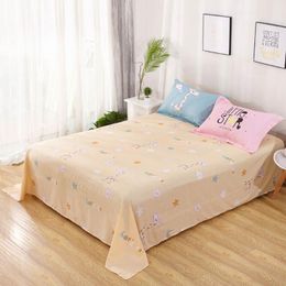 Lakens sets cartoon giraffe beige platte plaat (zonder elastische band) bed matras beschermende hoes zacht katoen bedlinnen blad