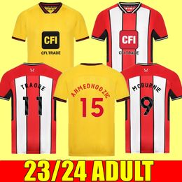 SHEFFIELD 23 24 camisetas de fútbol local visitante Kit para adultos Sander Berge UNITED John Egan Rhian Brewster ANEL AHMEDHODZIC Oliver kit de portero Camiseta de fútbol para niños