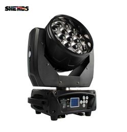 SHEHDS NIEUWE LED Zoom Moving Head Light 19x15W RGBW Wash DMX512 Podiumverlichting Professionele apparatuur voor DJ Disco party Bar Effect 1898898