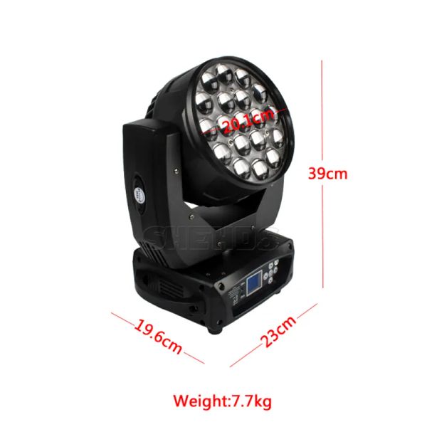 SHEHDS NOUVEAU LED Zoom Tête Mobile Lumière 19x15W RGBW Lavage DMX512 Éclairage De Scène Équipement Professionnel Pour Dj Disco Party Bar Effet 2557008