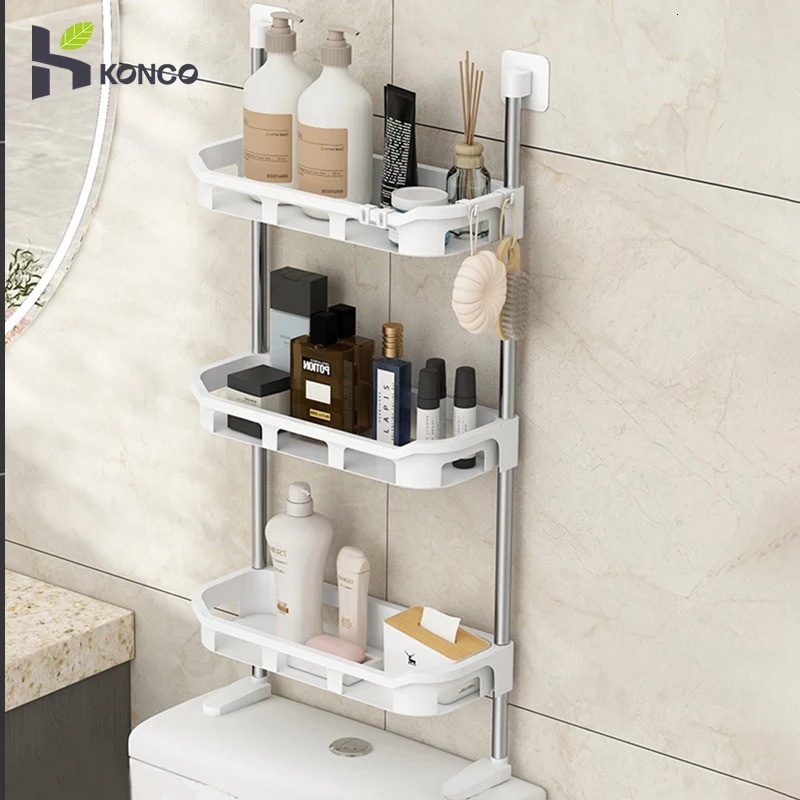 Scaffale sopra l'organizzatore del bagno del serbatoio toilette per punzonatura per punzonatura Accessori per banco vassoio shampoo 240228