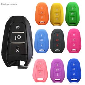 Shell Cover Holder Car Key Fob Case 5008 DS5 DS6 Pour Peugeot 208 DS3 Pour Citroen C4 C5 X7 Silicone Rubber Smart Remote Key Cover