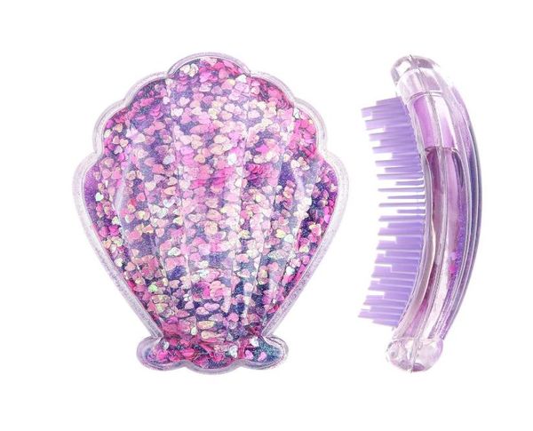 Coquille paillettes brosse à cheveux peigne ensembles de toilettage pour filles enfants femme sec humide brosse à cheveux Massage cuir chevelu sans enchevêtrement