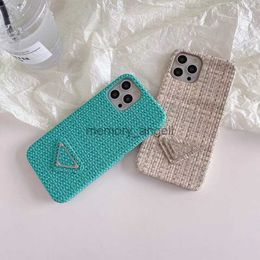 Shell Mobile Shell Triangle Pattern Designer pour IPhone 14 Pro Max 13P 12 11 XR Luxury Retro Case Tricoté Antichoc Cover Shell HKD230914