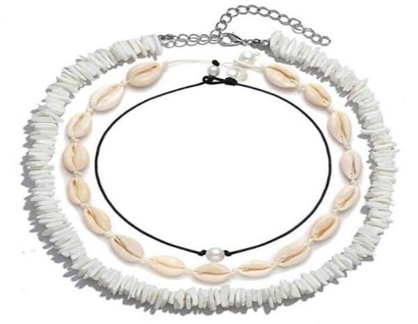 Collier de coquillages pour femmes Boho Tropical Hawaiian Beach Puka Chips Shell Surfer Collier ras du cou Bijoux Hommes Femmes GB12303493591