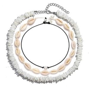 Juego de collar de concha para mujer, gargantilla de perlas, conchas marinas, joyería ajustable Boho