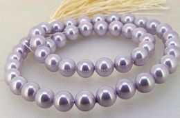 Bijoux en perles de coquillage, perles de coquillage de mer du Sud lavande, perles en vrac 8mm, un brin complet 15 pouces
