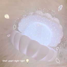 Shell Pearl Led Night Light Slaapkamer Bedtafel Lichte atmosfeer Lichtstreamer Mermaid Fairy Shell Gift Decoratie