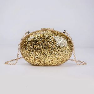 Shell Dames Luxury Bag Schouder Crossbody opslag Handtas avondtassen Glitter echte mode vrouw hand goud 240322