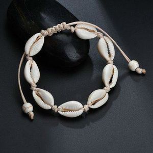 Schelpen bedelarmbanden handgemaakte natuurlijke zeeschelp hand gebreide verstelbare touwbanden vrouwen accessoires kralen streng armband strand sieraden