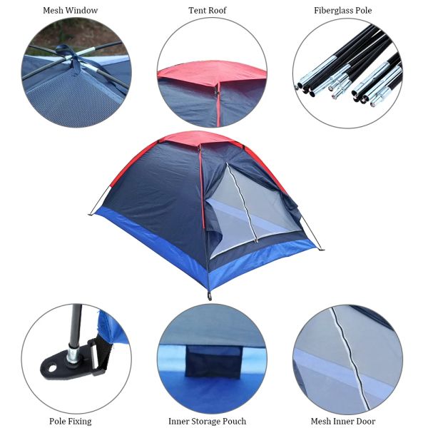 Abris Tente pour 12 personnes Camping en plein air Tente 4 saisons Tente de randonnée à dos ultralégère et étanche monocouche avec sac de rangement