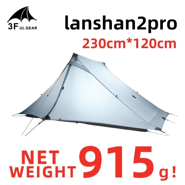 Refugios 3f ul Gear Lanshan 2 Pro Tent 2 Person Outfano Tinga de campamento Ultralight 3 SEMAPERIZACIÓN 20D Nylon Ambos lados Tienda de silicio