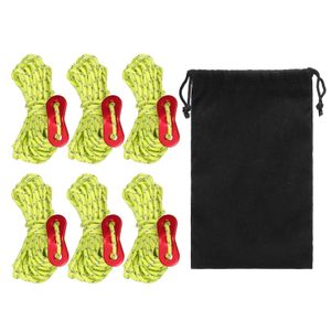 Schuilplaatsen 6 stuks Multiuse Kleurrijke Tent Hang Lanyard Tenttouw Koord 3mm 13ft Tentkoord Spanner Set Reflecterend Touw Aanpassen Camping Luifel