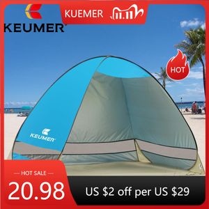 Abris Tente de plage automatique Protection Uv Tente pop-up Pare-soleil Auvent Keumer Voyage Tentes de camping touristiques