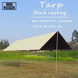 Abris revêtement noir bâche Camping extérieur vinyle Flysheet UV50 bâche imperméable 3x3 3x4 noir enduit auvent Camp UV abri solaire