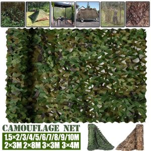 Schuilplaatsen Militaire camouflage Net 1,5 m*10m brede camouflage Camo -netten Bulkrol Decoratie Zon Shade Party Camping Hunting Desert Jungle