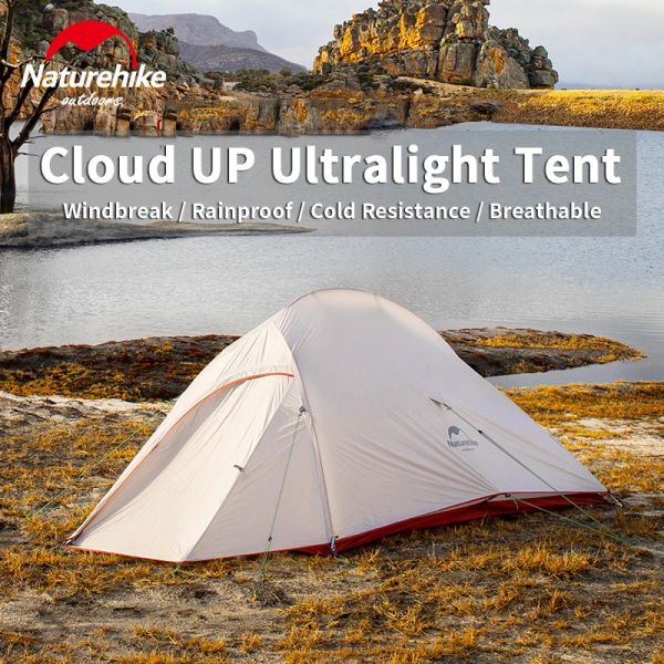 Abri Naturehike Cloud Up 1 2 3 Personnes Amélioration de la tente de camping Ultraliger 20d Gel Gel Double couche Randonnée Picine de voyage extérieur