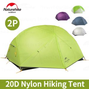 Abri Naturehike Mongar Camping Tent 2 Personnes Ultralight 15D / 20D Nylon Silicone 1,8 kg Tente de randonnée extérieure avec tapis de sol gratuit PU400mm