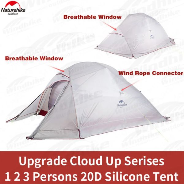 Refugios Naturehike Tent Occident Cloud Up Series 1 2 3 Personas 20d Silicona Doble Capa de aluminio Pole Ultralight Camping Camping NH17T001T