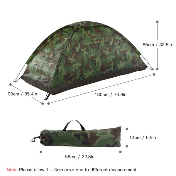 Abris extérieurs 2 personnes de camping tente PU1000mm polyester une tente mono-couche portable camouflage randonnée tente extérieure