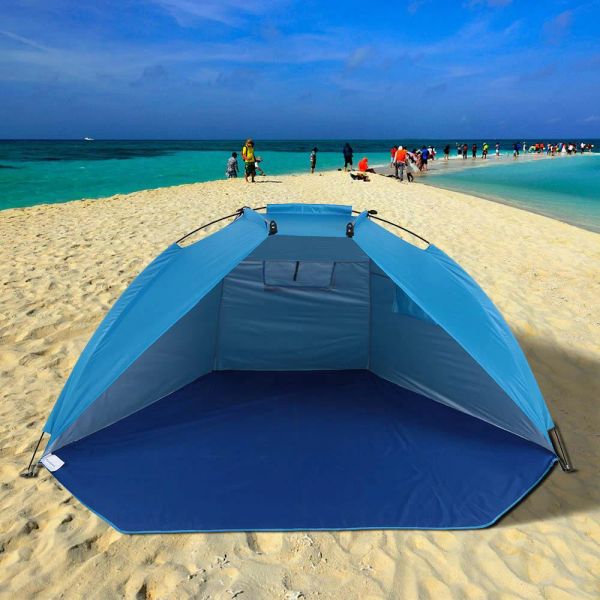 Abris en extérieur de plage tente de soleil abri 2 personnes 170t Tente de camping en polyester pour la pêche à la pêche à la randonnée de randonnée