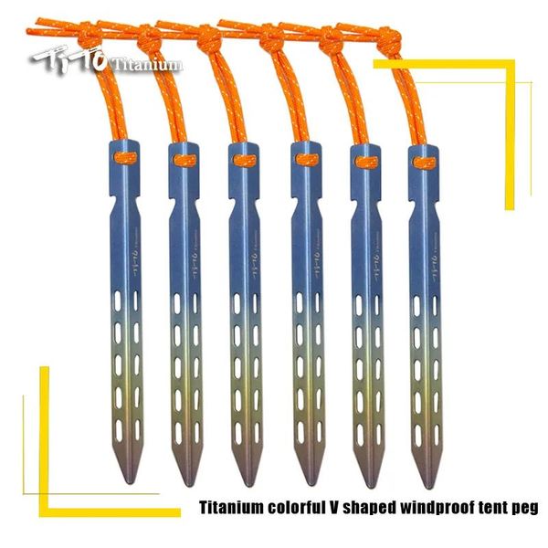 Shelters Tito Titanium Tent pari 6pcs / lots Colorful en forme de tendo en forme de vent en forme de vent de camping avec corde adaptée au sol doux