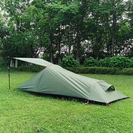 Abri Ultrawight Outdoor Camping Tent 1 personne Camping Tent Tent résistant à l'eau Tent aviation Aluminium Support de couchage portable Tent
