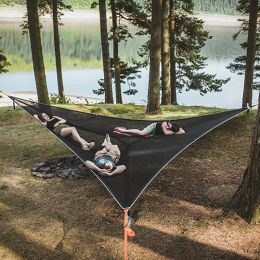 Shelters Z40 Portable Triangle Hammock 4mx4mx4m Multi Person Aerial Mat Convenient Outdoor Camping Sleep Hammock Portable Hanging Bed