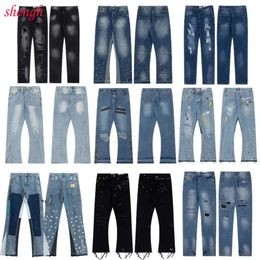 Shengh galerij Dept Jeans Uomo Heren Jean Broek Herenbroeken Graffiti Micro Flared Splash Ink Damesjeans Cool Denim Galleries Broeken Zwarte Dameskleding