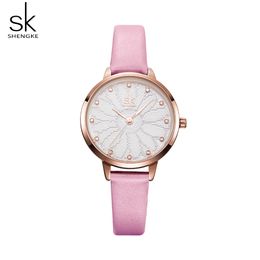 Shengke marque mode montre à Quartz femmes filles montres de luxe horloge affaires femmes montre-bracelet cadeau de noël