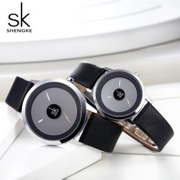 Shengke Couple montres mode Quartz-Montre femmes montre-bracelet horloge Relojes Mujer décontracté dames Montre Montre Femme Creative Dial206p