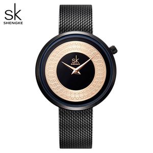 Shengke robe femme montre femmes métal maille mode horloge Vintage Design dames montre de luxe marque classique Bayan Kol Saati295O