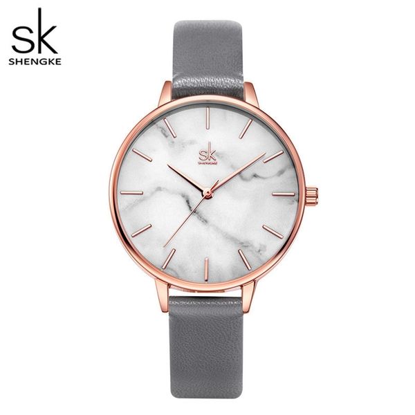 Shengke Esmeralda Dial Mujeres Reloj Rosegold Banda de acero inoxidable Reloj Superficie de mármol Reloj Mujer Nuevo Reloj de marca original para niña 201123