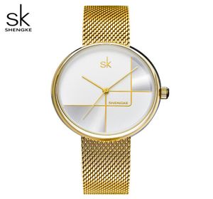 Shengke Gold Watch Femmes regarde les dames Milan Mesh Steel Women039 Bracelet Watchs Female Relogio Feminino Montre Femme6388352