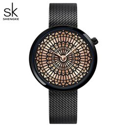 Shengke marque de luxe montre femmes mode robe montre à Quartz dames plein acier maille bracelet étanche montres Relogio Feminino338b