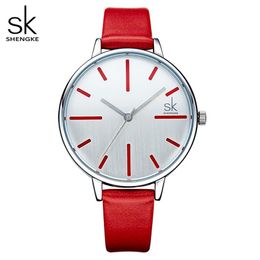 Shengke Luxury Quartz Women Watches Brand Fashion Leather Ladies Watch Clock Relogio Feminino For Girl Female polshorloges312Z