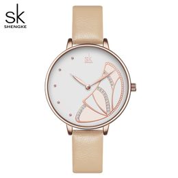 Shengke nouvelles femmes marque de luxe montre Simple Quartz dame étanche montre-bracelet femme mode décontracté horloge reloj mujer