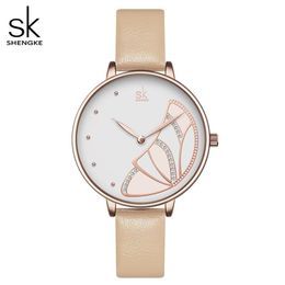 Shengke Nieuwe Vrouwen Luxe Merk Horloge Eenvoudige Quartz Dame Waterdicht Horloge Vrouwelijke Mode Casual Horloges Klok reloj mujer293d