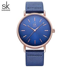 Shengke Relojes de Pulsera para Mujer Reloj de Pulsera de Cuarzo Diseño Vintage Correa de Cuero Informal Relojes de Vestir para Mujer Bayan Kol Saati204d