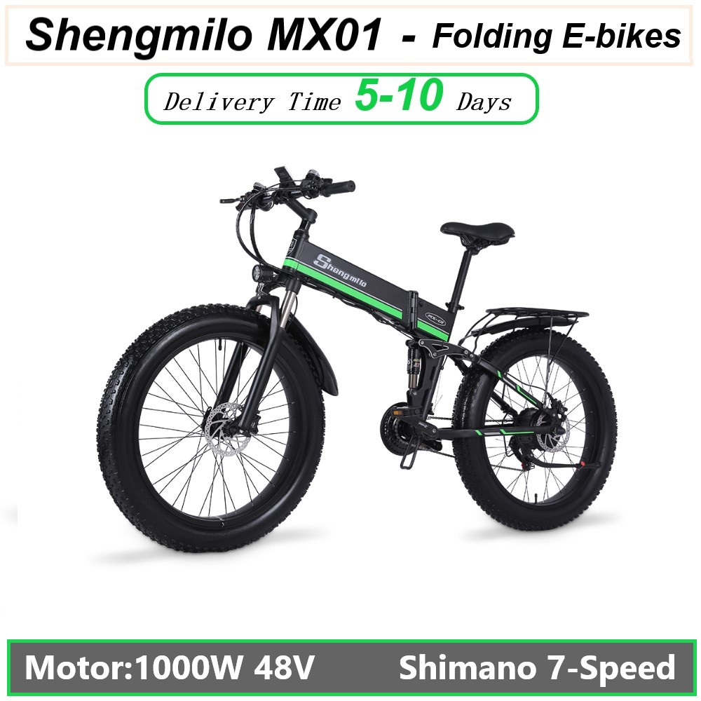 Folding Electric Bike Fat Tire 26 Inch Electric Bicycle Shimano Ebike 1000W Mountainbike 48V Lithium-Battery E-bike Snow/Beach Cruiser