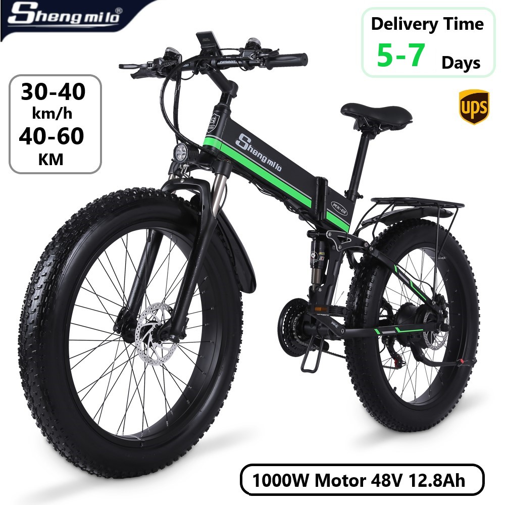 MX01 26 pollici Pieghevole Bike Electric Bike Mountainbike 4.0 Pneumatico grasso Bicicletta elettrica 1000W Ebike 48 V Litio-batteria SHENGMILO E-Bike