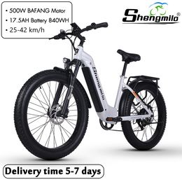 Shengmilo MX06 Vélo de montagne électrique 26 pouces Vélo électrique 1000W PEAK BAFANG Moteur Shimano 7 vitesses Cyclomoteur Ville Femme E-Bike 42km/h 48V 17.5AH SAMSUNG Fat Tire VTT